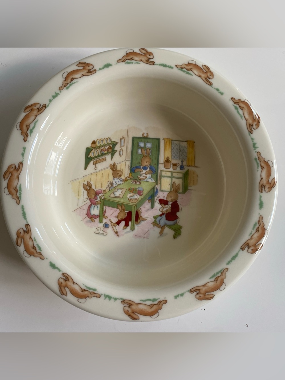 Vintage Royal Doulton Bunnikins  bone china Bowl Cream with Brown Rabbits